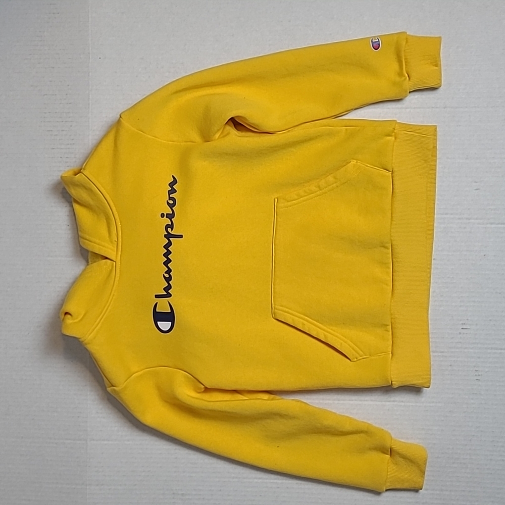 CHAMPION Kids Yellow Hoodie Sweatshirt Size 7